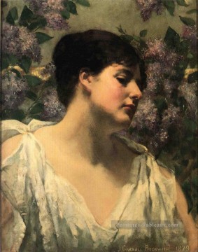 Sous les Lilacs Impressionniste James Carroll Beckwith Peinture à l'huile